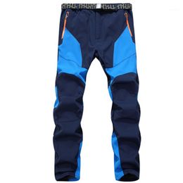 Pantaloni da trekking softshell in pile interno abbinato al colore invernale da uomo Pantaloni da sci da campeggio spessi e caldi per sport all'aria aperta