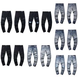 Man jeans ontwerper Jean Brand Skinny Slim Fit Luxury Hole gescheurde fietsbroek Skinny Pant Designer Stack Mens Trend Trend Trousers