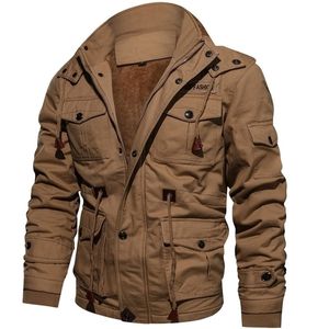 Heren Winter Fleece Jackets Warm Hooded Coat Thermisch Dikke Dikke Outerwear Male Militaire Jacket Men Air Force Pilot Leer Leger Coat 201116