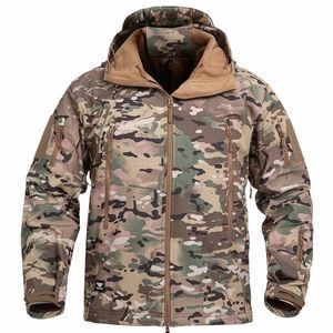 Veste militaire en polaire d'hiver pour hommes Manteau tactique chaud Multicam Soft Shell Mâle Camoue Veste à capuche imperméable de qualité supérieure T5Tu #