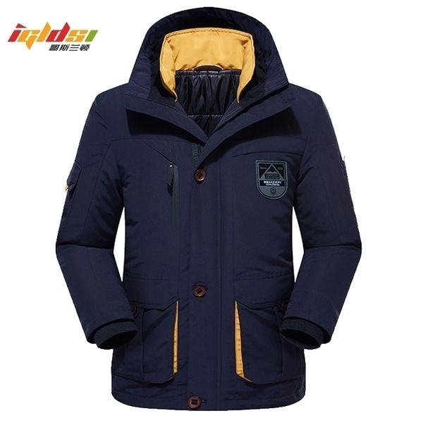 Veste épaisse en polaire d'hiver pour hommes 2 en 1 manteau chaud vêtements d'extérieur doublure en coton amovible parka coupe-vent imperméable plus taille 6XL 201116