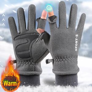 Gants d'hiver pour hommes et femmes, solides, en polaire, pour écran tactile, épais, chauds et froids, pour moto, cyclisme, poignets, mitaines