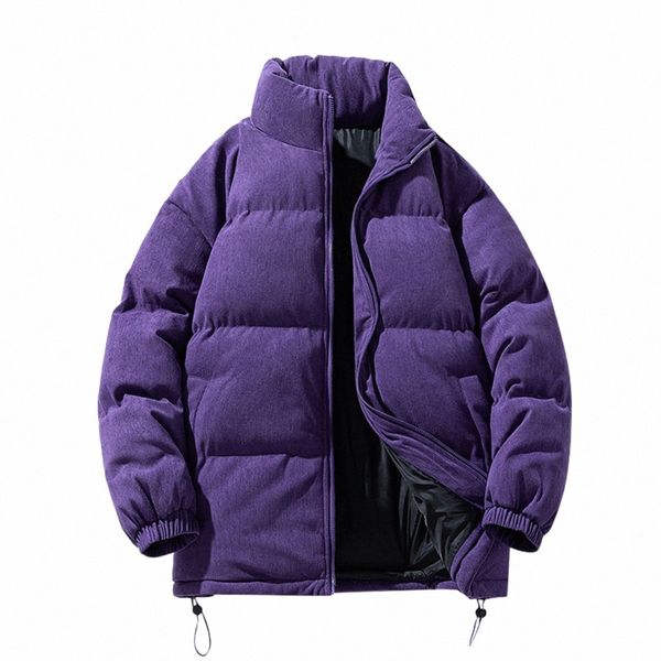 Invierno de los hombres Harajuku Fi Chaqueta Parkas Bubble Jacket Oversize Cálido Abrigo Sólido Faux Suede Puffer Streetwear Chaqueta 2023 80QW #