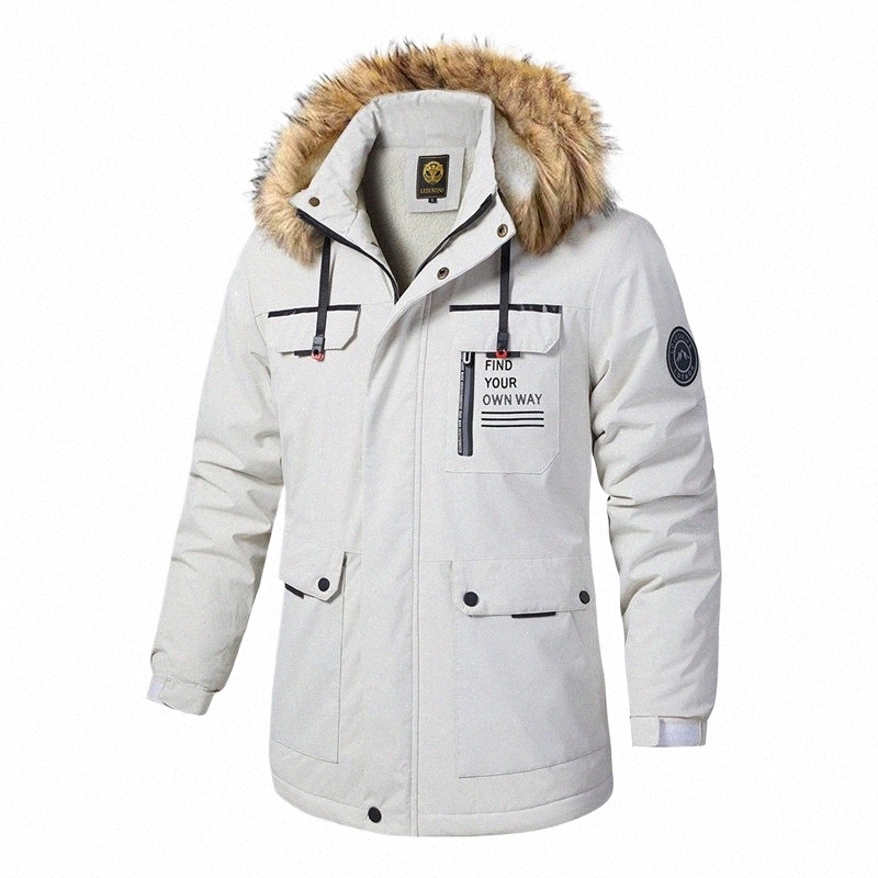 men's Winter Jacket Cargo Coat Windbreaker Waterproof Overcoat Warm Fur Collar Fleece Liner Parkas Outdoor Hiking Thick Clothes w5Cj#