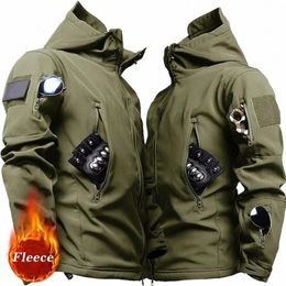 Vestes de moto d'hiver pour hommes coupe-vent imperméable à capuche veste militaire tactique Sharkskin armée coupe-vent manteaux d'extérieur Q1Z5 #