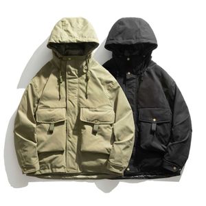 Men's Winter New Fashoion Down Jeacket 2023 Toolling Cotton-Padded Japony Fashion Youth Youth Pople Pocket Pocket Hooded Dawawn Jacket Trender Designer Style