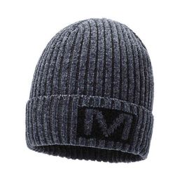 Chapeau tricoté chaud et en laine pour hommes, nouveau bonnet d'hiver pour l'extérieur, d'âge moyen et âgé, résistant au froid, Y21111216Q