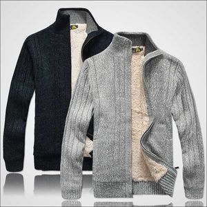 Pull d'hiver pour hommes vêtements pour hommes épais polaire Cardigan décontracté pull tricoté pour hommes manteau chaud 211221