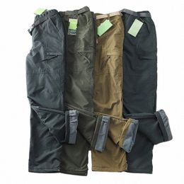 Pantalons décontractés en polaire épaisse d'hiver pour hommes Cott Pantalon cargo tactique militaire Baggy Double couche Veet Pantalon thermique chaud M3vP #