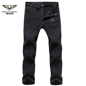 Heren Winter Dikke Warme Fleece Haaienhuid Broek Casual Tactische Militaire Broek Mannelijke Stretch Waterdicht Uitloper Joggingbroek 220212