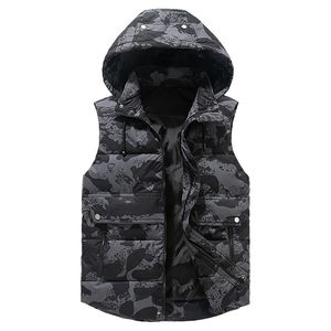 Heren Winter Vest Plus Size 5XL Hat Afneembare vest Camouflage Mouwloze jassen Warme Parkas Losting Jas Voor Mannen Unisex 2111105