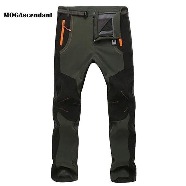 Hombres Invierno Cálido Fleece Shark Skin Cargo Mujeres Stretch Impermeable Casual Pantalones de chándal Tactical Army Work Pants S-5XL 201113