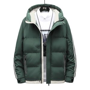 Heren Winter Warm Jacket Fashion Simple Hooded Solid Color Dikke katoenen voering M-4XL Chaqueta de Hombre 211217