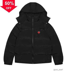 Homme Hiver Chaud Trapstar London Sweat À Capuche Amovible Doudoune À Capuche Noir Rouge Brodé Lettre Manteau t