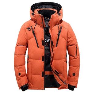 Heren Winter Wit Duck Down Jacket Oversize Padded Parkas Hooded Buiten Dikke Warme Sneeuw Uitloper Jassen Plus Size 4XL 211014