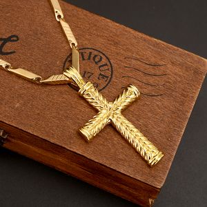 Hommes femmes croix or massif G/F breloques lignes pendentif collier mode christian bijoux usine en groscrucifix dieu cadeau