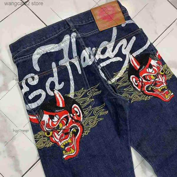 Mujeres para hombres Patrón de estampado Jeans Men 2023 Fashion Street Hip Hop Haruku Loose Casual Casual High Wisting anchos Pantalones T231017