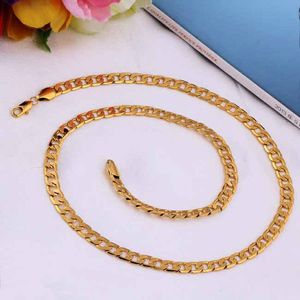 Collier gourmette cubaine pour homme et femme 61 cm 8 mm solide jaune 18 carats rempli d'or fin