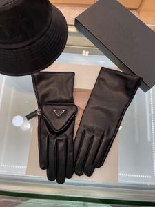 Guantes de diseñador para hombre y mujer, 100% piel de oveja auténtica, guantes triangulares negros para regalo acolchado y grueso para ciclismo al aire libre a prueba de viento