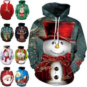 Heren Dames Hooded Sweater Oversized 3D Printing Unisex Grappige Lelijke Trui Kerst Herfst Winter Y1118