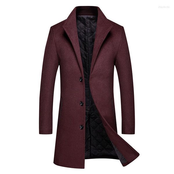 Hommes laine 2023 automne et hiver chaud manteau mode décontracté épais longue veste hommes mâle marque noir rouge vin marine gris