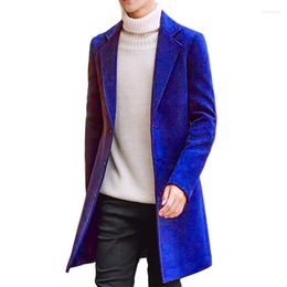 Trench-Coat Long en laine pour homme, couleur unie, décontracté, Business, veste grise, mode Boutique, automne-hiver 2023
