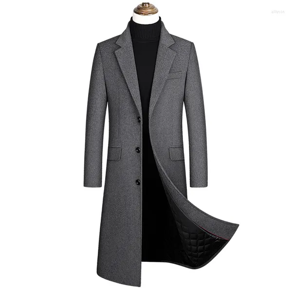 Gabardina Extra larga de lana para hombre 2023, abrigo de lana ajustado, cortavientos para hombre 4XL, marca de invierno para hombre, Cachemira para hombre