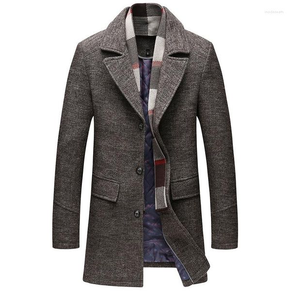Laine pour hommes automne hiver haut de gamme marque hommes Boutique laine mode couleur unie manteau d'affaires moyen Long épais décontracté hommes veste