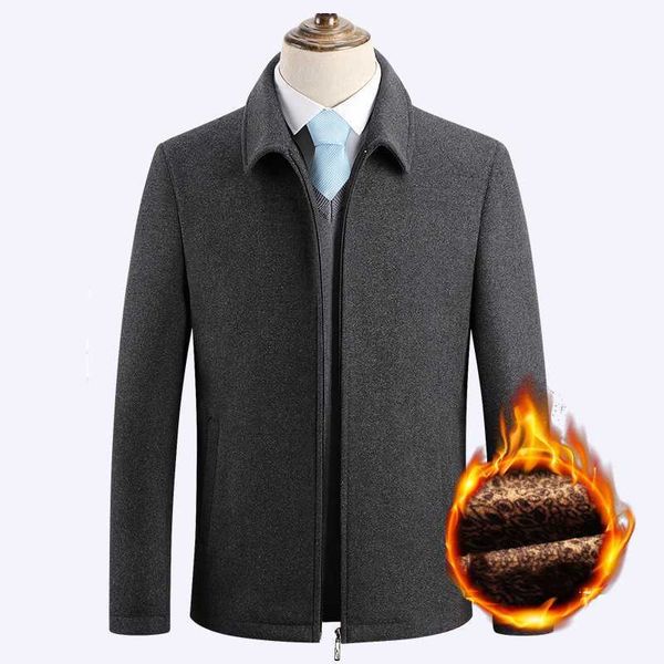 Hommes laine mélanges 2021 hiver nouveau gris cachemire manteaux hommes Slim Fit épaissir chaud caban hommes fermeture éclair affaires formel sur manteau Manteau Homme 4XL HKD230718