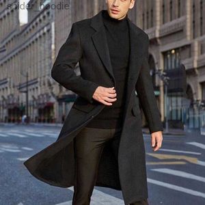 Mezclas de lana para hombres 2022 Otoño Invierno Moda Moda para hombres Abrigo de lana de moda Elegante Trench Ropa casual de lujo British Long Windbreake L230919