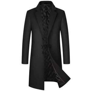 Mélanges de laine pour hommes 2023 Printemps Manteau Hommes Mode Long Angleterre Style Business Casual Trench Solidyolq