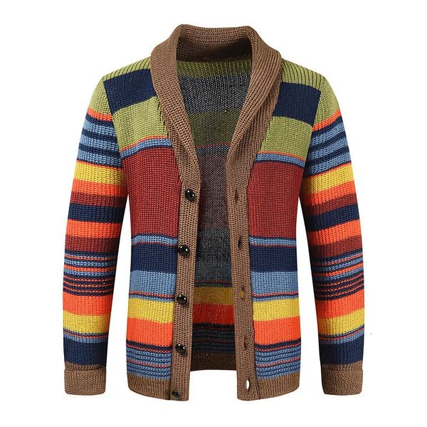 Mélanges de laine pour hommes 2023 printemps mode col en V Cardigan pull Slim Fit câble tricot Patchwork laine mérinos à manches longues décontracté mâle 231102