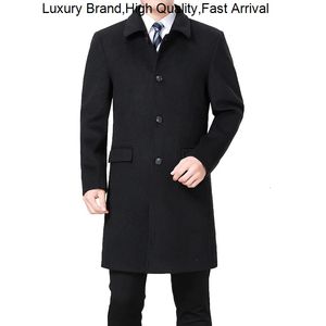 Mélanges de laine pour hommes, manteau en cachemire à pois, veste longue, manteau mélangé, Palto Erkek Mont Kaban, hiver 2023, 231017