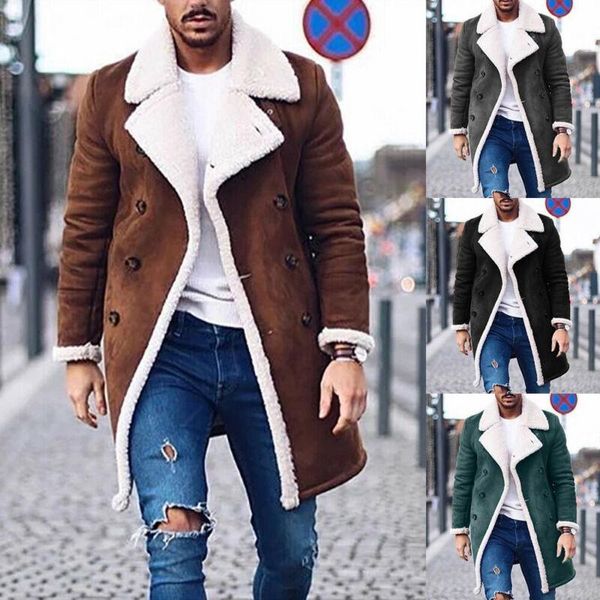 Gabardina de mezcla de lana para hombre, gabardina de moda creativa para hombre, chaqueta gruesa cálida, abrigo largo de lana, Tops, Cachemira