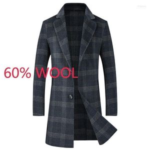 Mezclas de lana para hombres Llegada Moda para hombre Alta calidad Otoño Invierno Hombres Abrigo de doble cara Largo Cashmere Plaid Casual Tamaño M L XL 2XL 3XL1 VI