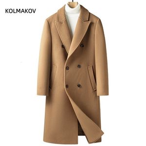 Mélanges de laine pour hommes arrivée vestes d'hiver mode long style manteau de laine décontracté laine trench-coat hommes robe veste hommes taille M-4XL 230908