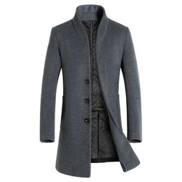 Mélanges de laine pour hommes automne hiver marque hommes manteaux mode couleur unie moyen Long pardessus de luxe affaires manteau décontracté S3XL 231102