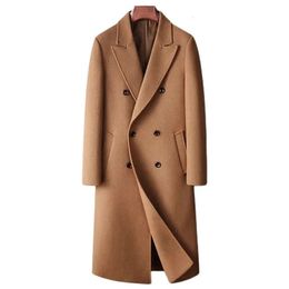 Misto lana da uomo Autunno Inverno Cappotti Moda doppio petto Smart Casual Lungo trench di lana Uomo Trun Down Colletto Capispalla 231017