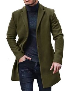 Mélanges de laine pour hommes automne hiver mode manteaux de laine pour hommes revers solide manteau moyen Long veste pardessus décontracté classique 221121