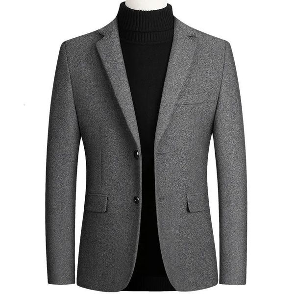 Mélanges de laine masculine automne / hiver veste en laine solide masculine Business décontracté hommes combinaisons slim fit collier de collier masculin 4 couleurs s-4xl 231030