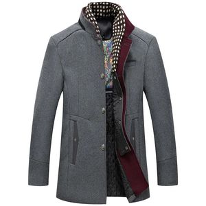 Mélanges de laine pour hommes Automne hiver hommes mélanges de laine Trench manteaux col écharpe résistant au froid pardessus en laine Double col chaud décontracté Trench hommes 231123