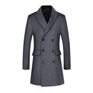 Hommes laine mélanges automne hiver hommes laine mélanges manteau Double boutonnage Long Trench hommes épais caban mâle laine pardessus 220930