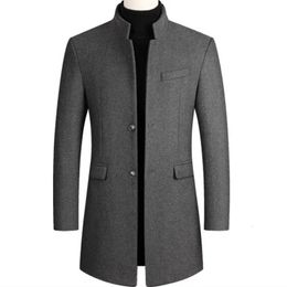 Mélanges de laine pour hommes automne hiver surdimensionné manteau en mélange de laine mâle Long coupe-vent veste coton épais chaud hommes gris hommes pardessus 3xL 4xL 231102