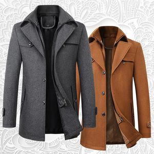 Men's Wool Blends Autumn Winter Woolen Coat Men's Business Casual Fashion Men's Thickened Warm Extra Large Men's Trendy Trench 231123