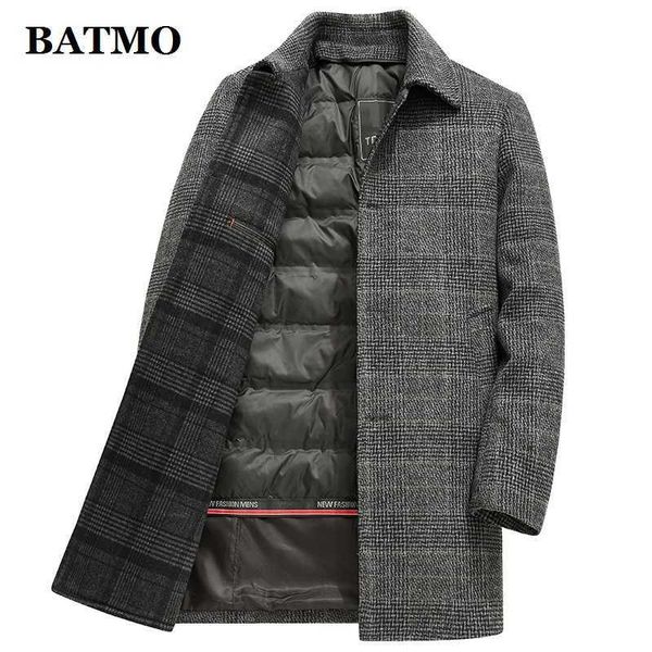 Hommes mélanges de laine BATMO 2022 nouveauté hiver Top qualité blanc duvet de canard doublure laine trench hommes épais chaud pardessus taille M-4XL 22837 HKD230718