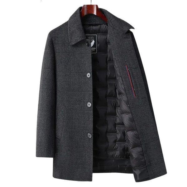 Mélanges de laine pour hommes BATMO 2023 Arrivée hiver Top qualité blanc canard vers le bas doublure laine trench-coat hommes mâle épais chaud pardessus taille M4XL 9915 231201