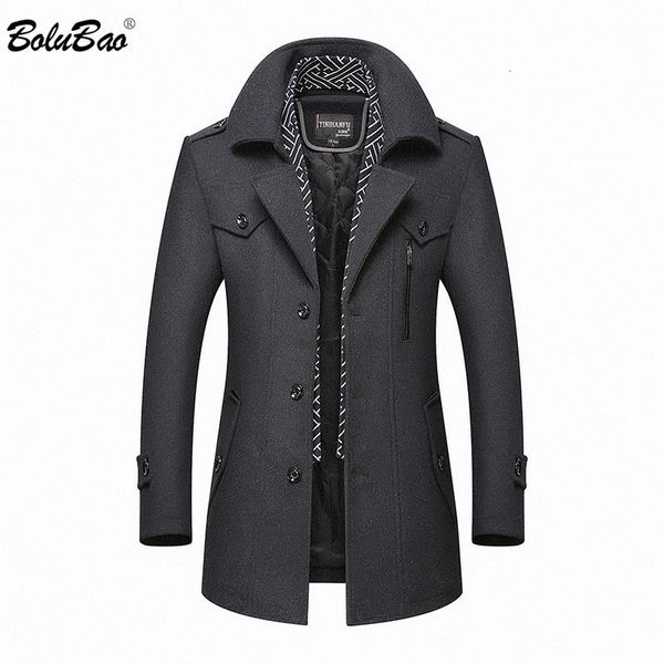 Mélanges de laine pour hommes BOLUBAO hommes manteau d'hiver décontracté marque couleur unie en pois mâle Trench pardessus 221123