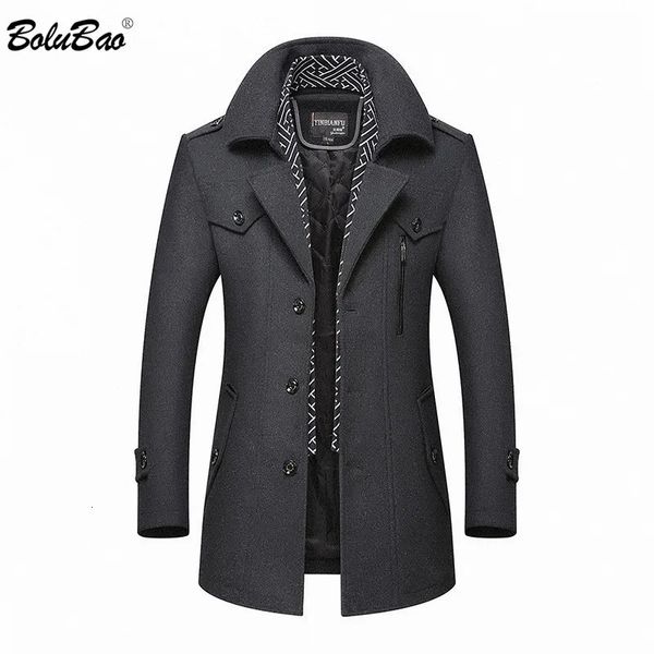 Mélanges de laine homme BOLUBAO hommes hiver manteau de laine hommes décontracté marque couleur unie laine mélanges laine caban mâle Trench manteau pardessus 231211