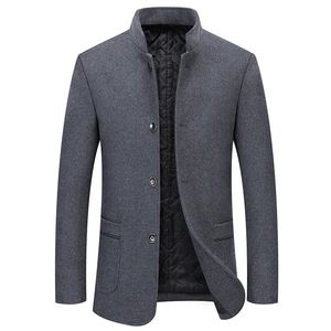 Mélanges de laine pour hommes marque vêtements manteau en laine pour hommes hiver solide noir simple boutonnage manches en V veste longue décontracté mode beau pardessus S-4XL 231113