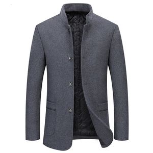 Mélanges de laine pour hommes Vêtements de marque Manteau en laine pour hommes hiver solide noir simple boutonnage manches en V veste longue décontracté mode beau pardessus S-4XL 231117